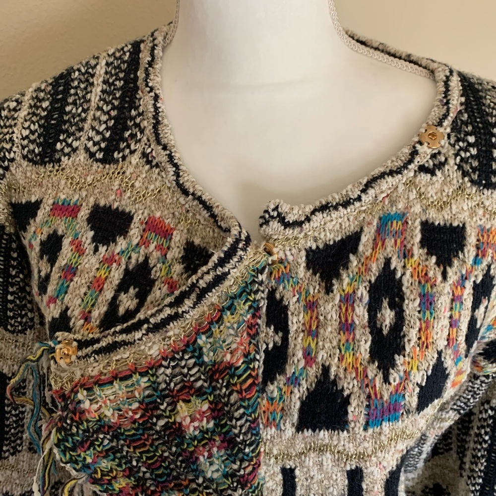 ANTHROPOLOGIE Moth brand Fringe Sweater Spectra - Picture 4 of 8